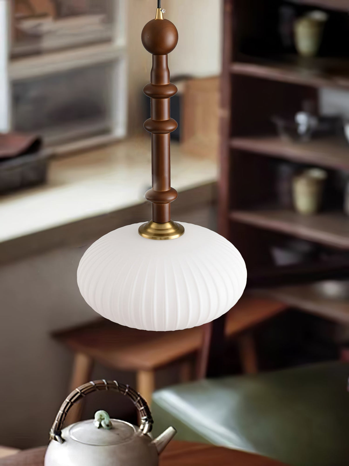Iliror lámpara colgante tradicional de madera y vidrio