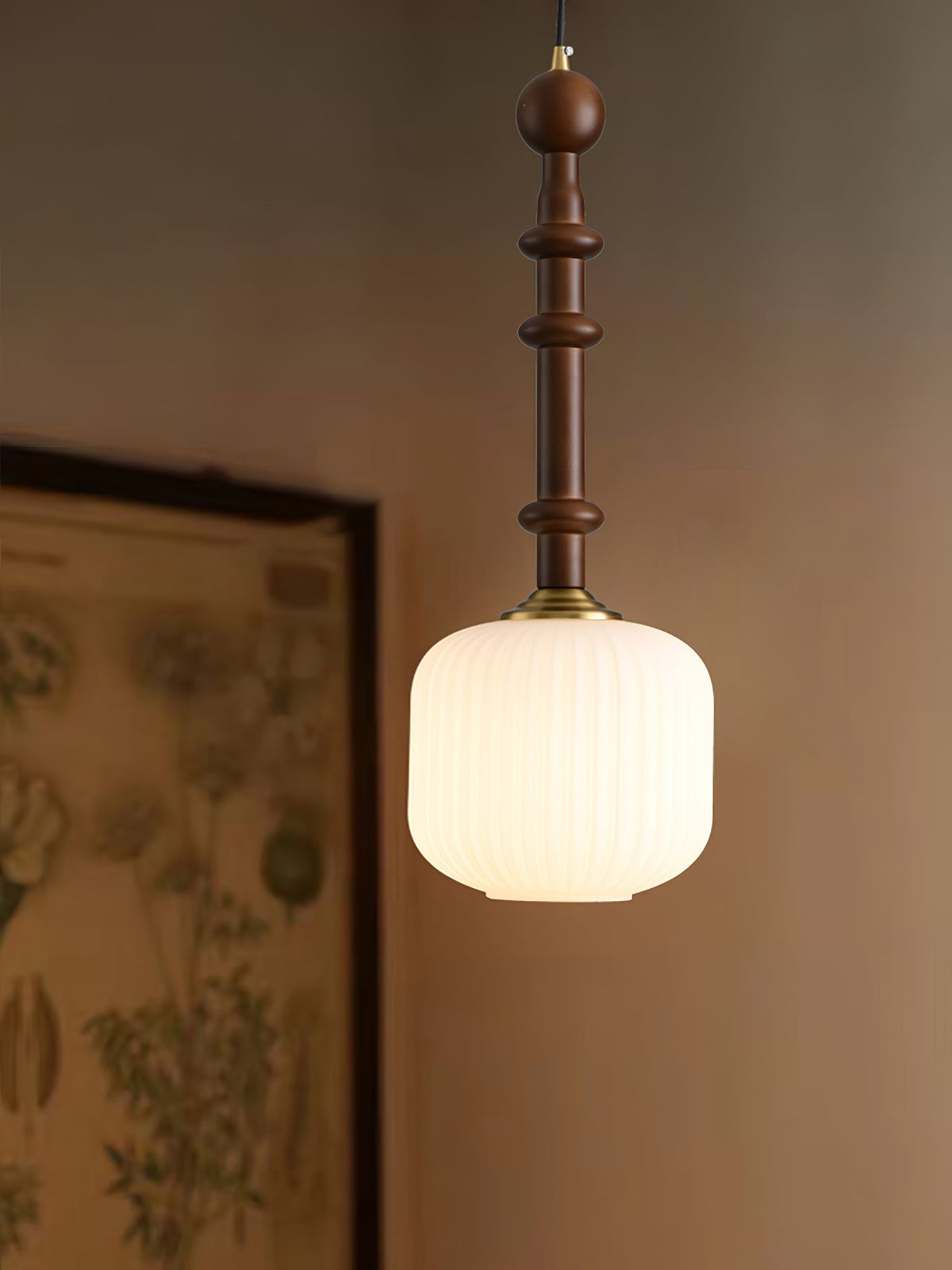 Iliror lámpara colgante tradicional de madera y vidrio