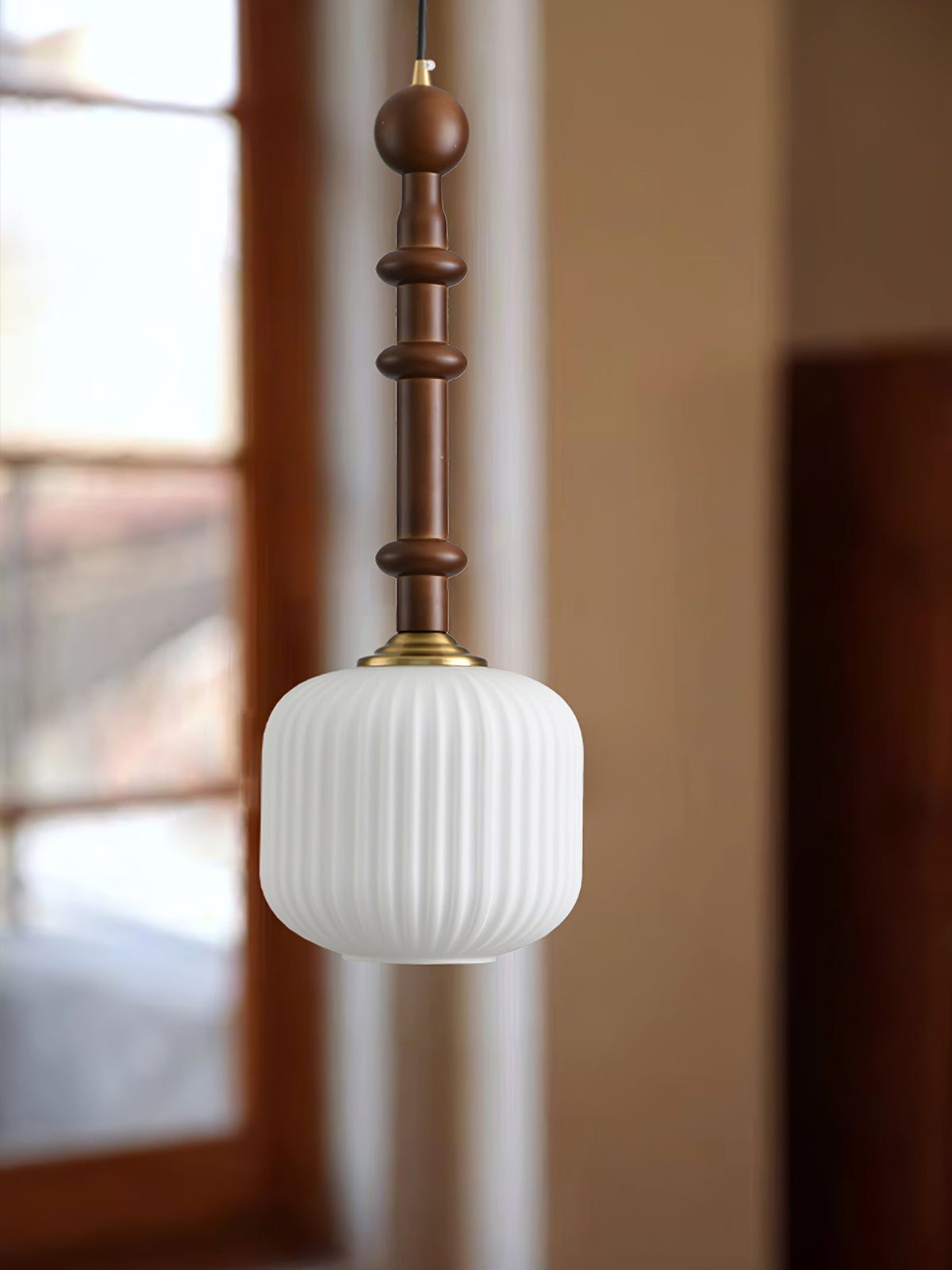 Iliror lámpara colgante tradicional de madera y vidrio