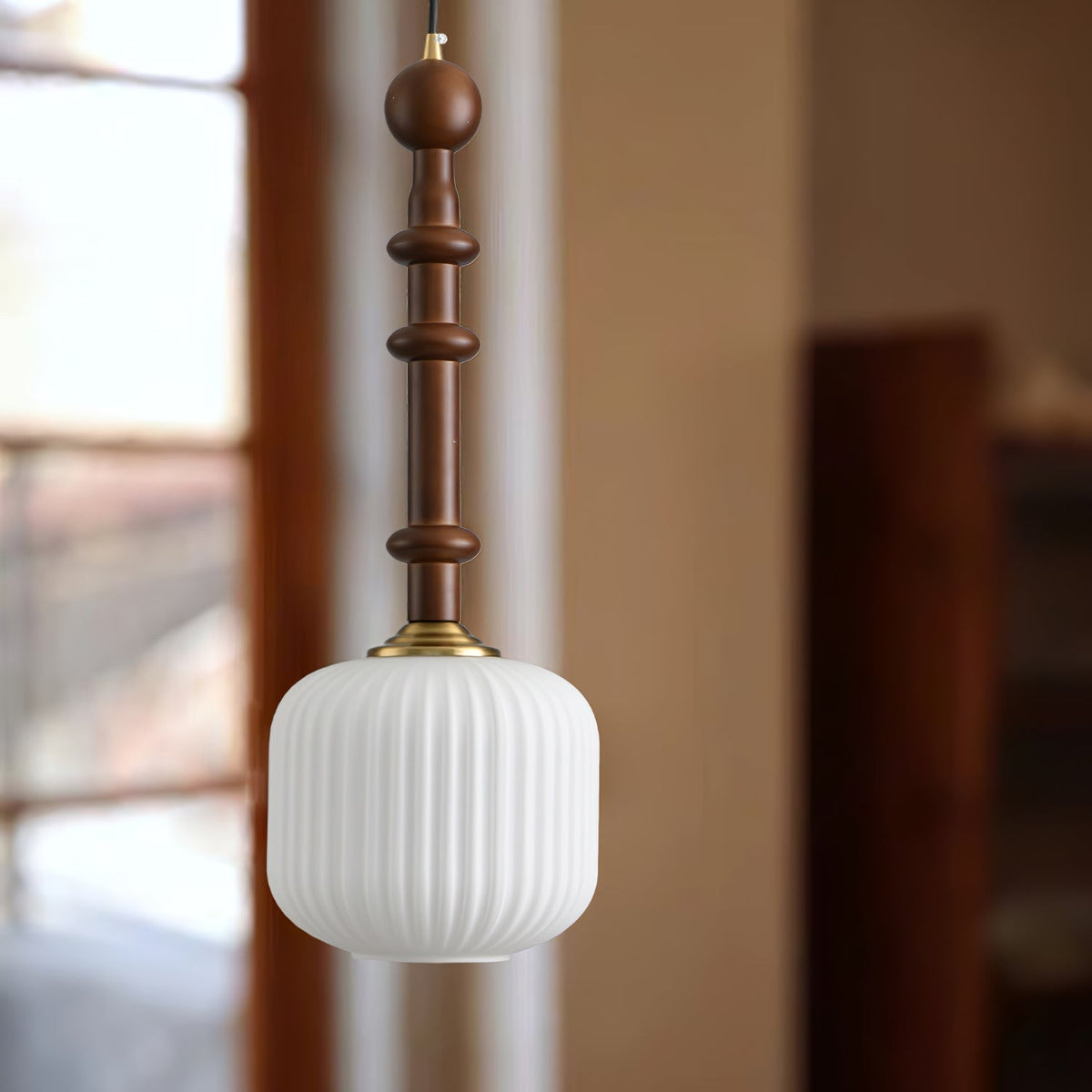 Iliror lámpara colgante tradicional de madera y vidrio