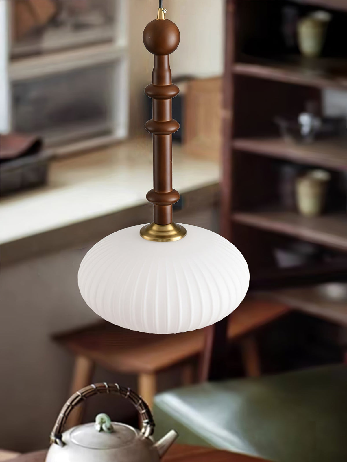 Iliror lámpara colgante tradicional de madera y vidrio