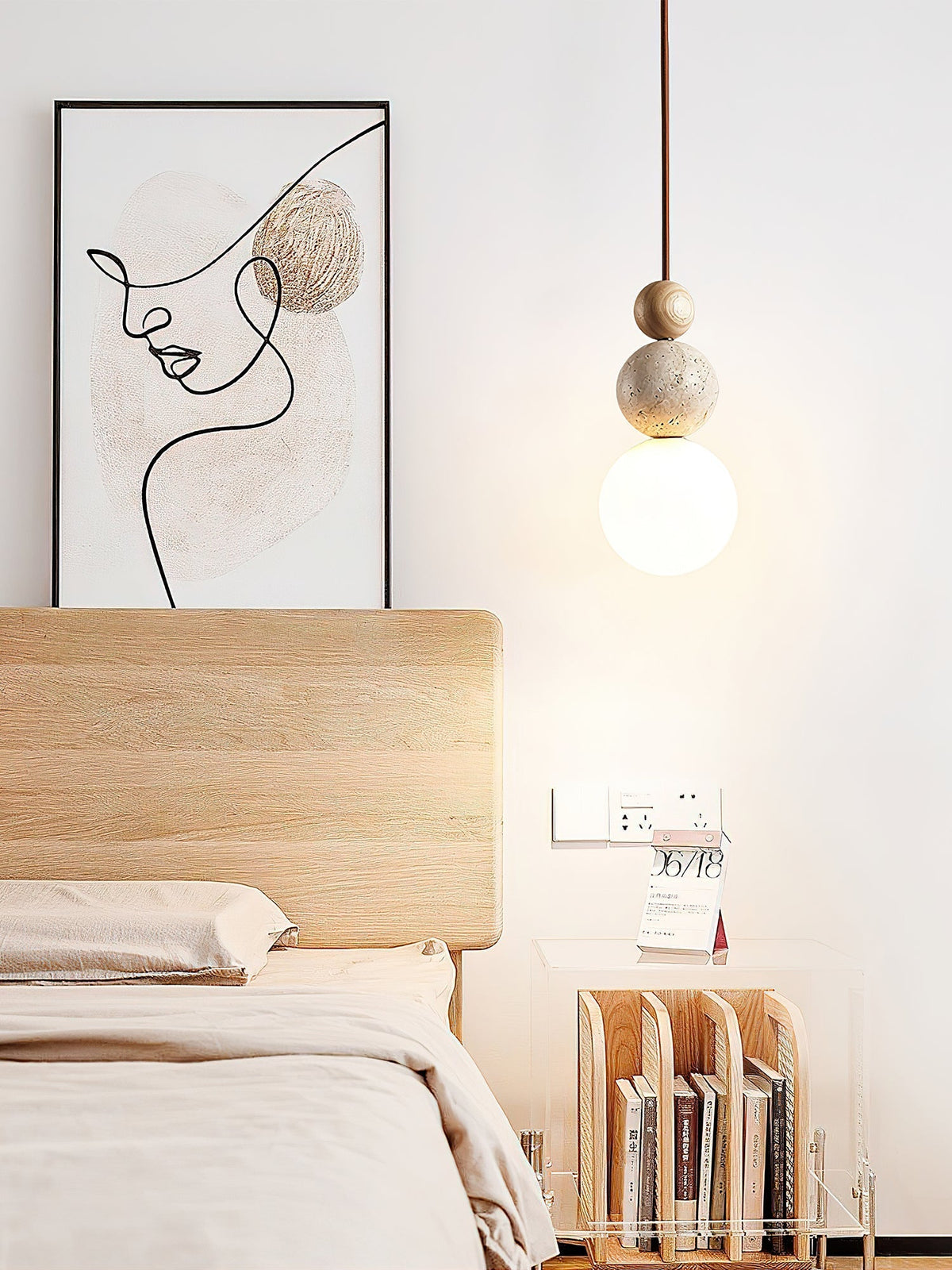 Bit esfera-Cluster lámpara colgante de travertino
