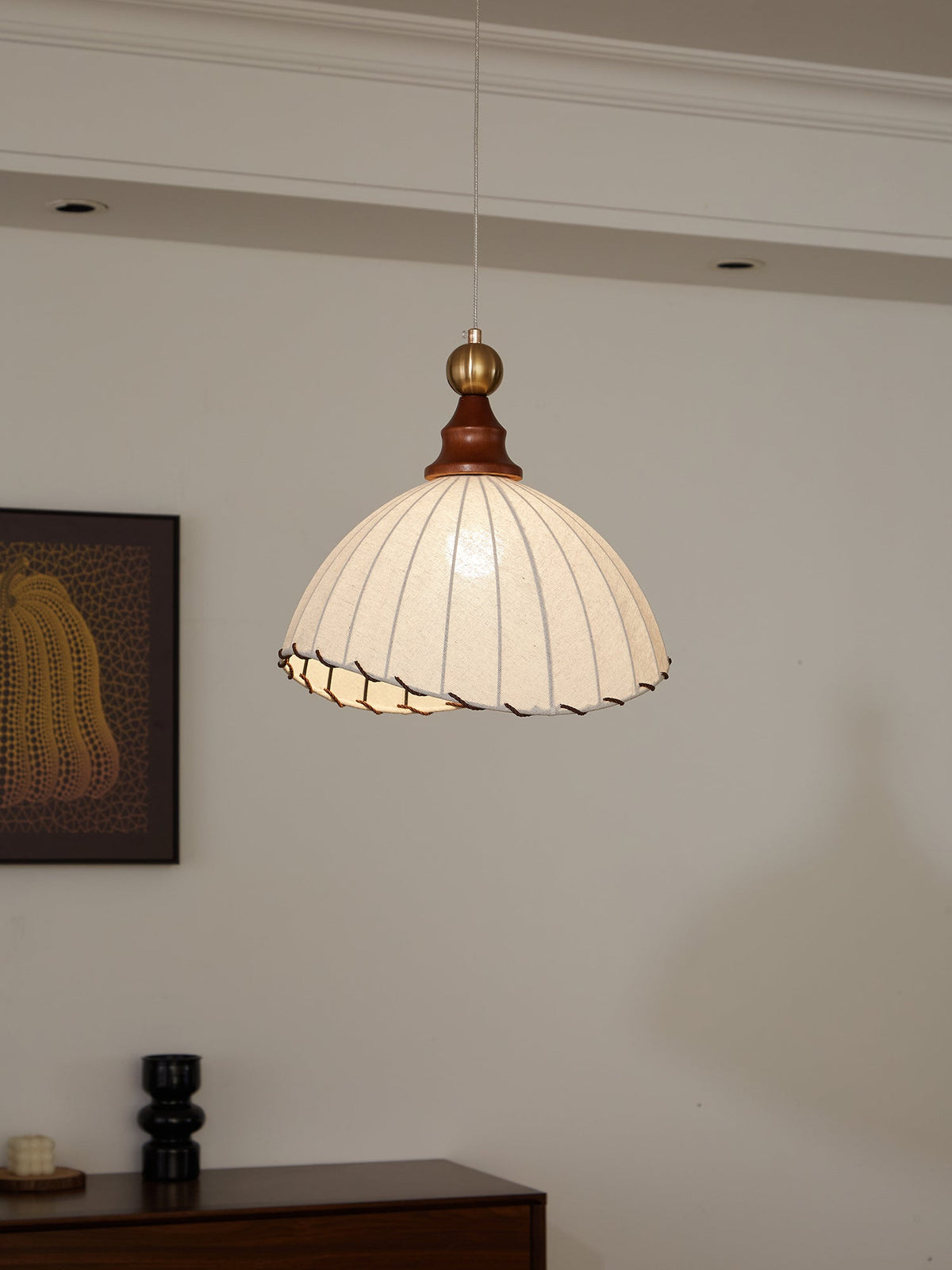 Earian lámpara colgante elegante de madera y tejido