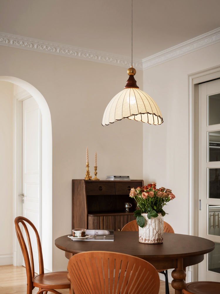 Earian lámpara colgante elegante de madera y tejido