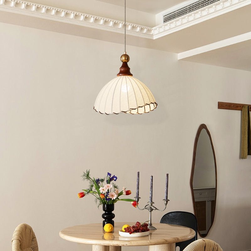 Earian lámpara colgante elegante de madera y tejido