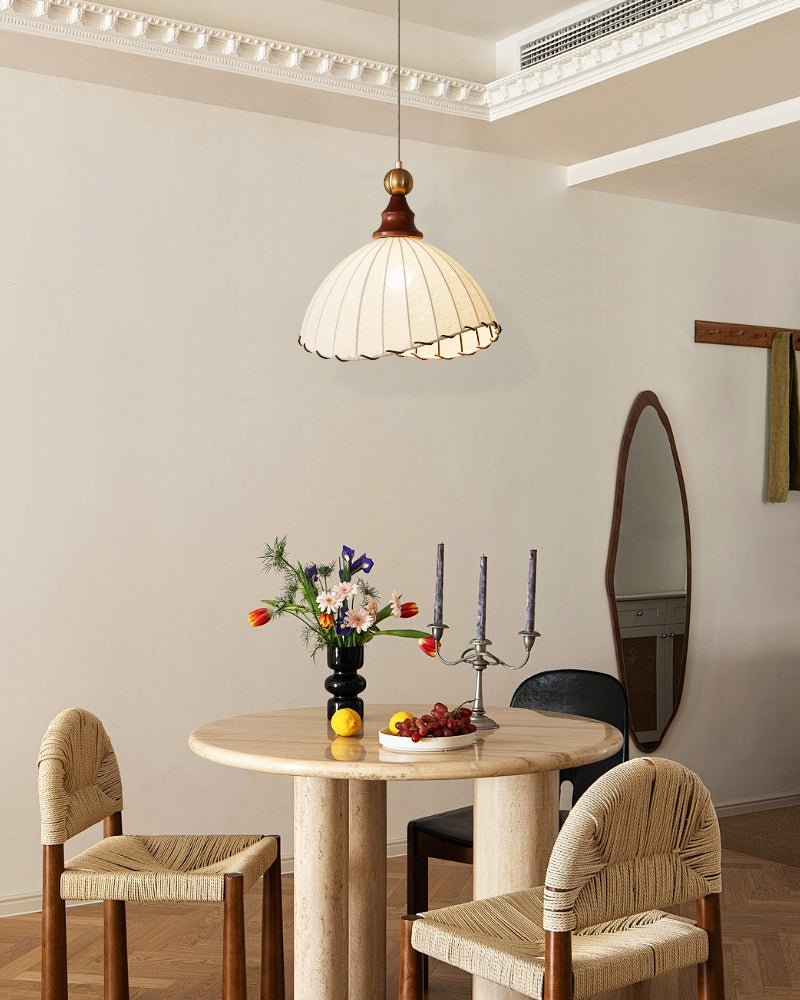 Earian lámpara colgante elegante de madera y tejido