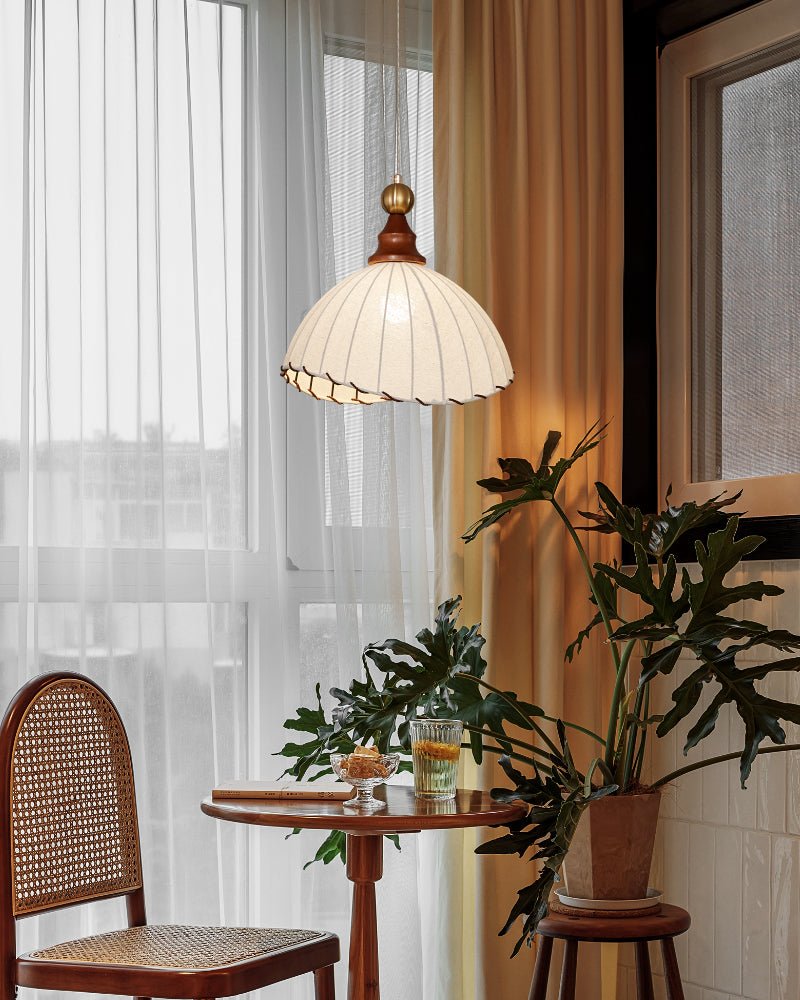 Earian lámpara colgante elegante de madera y tejido