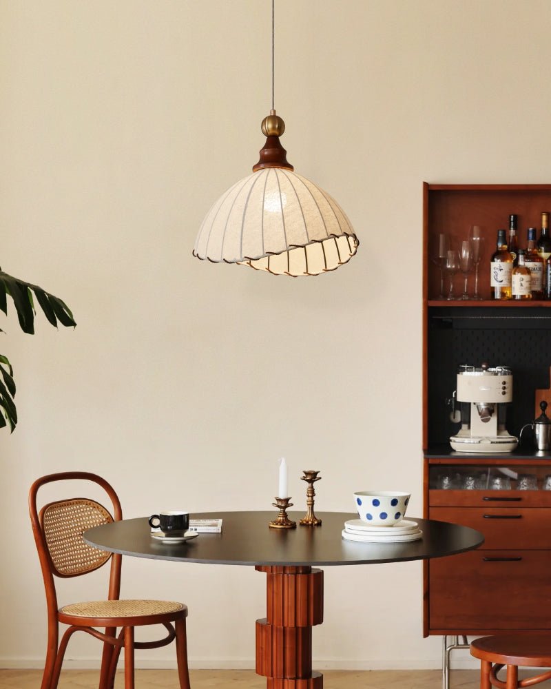 Earian lámpara colgante elegante de madera y tejido