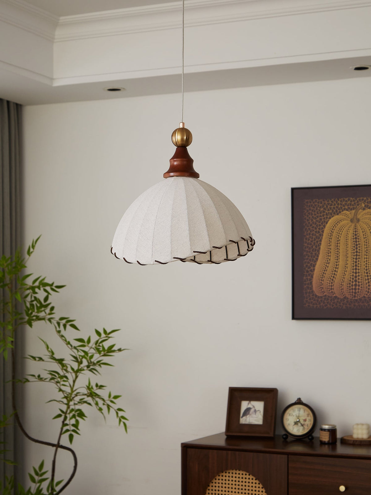 Earian lámpara colgante elegante de madera y tejido