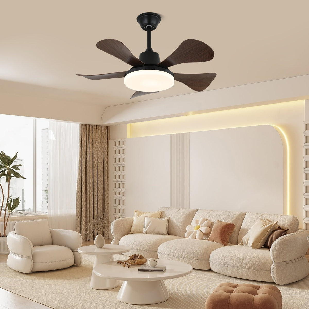 Aveline ventilador de techo con luz de madera