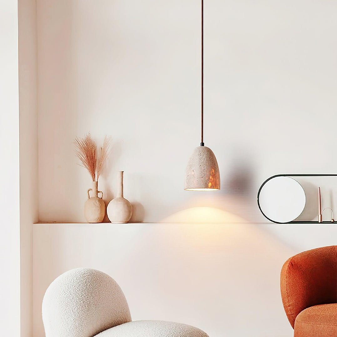 Evtheira Conical Travertine Pendant Light - Letslighting