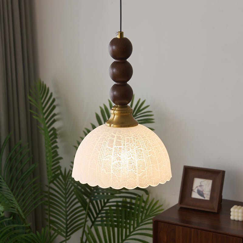 Avshaara lámpara colgante de elegancia tradicional y estilo vintage con pantalla de tejido y estructura de madera