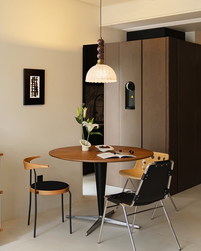 Avshaara lámpara colgante de elegancia tradicional y estilo vintage con pantalla de tejido y estructura de madera