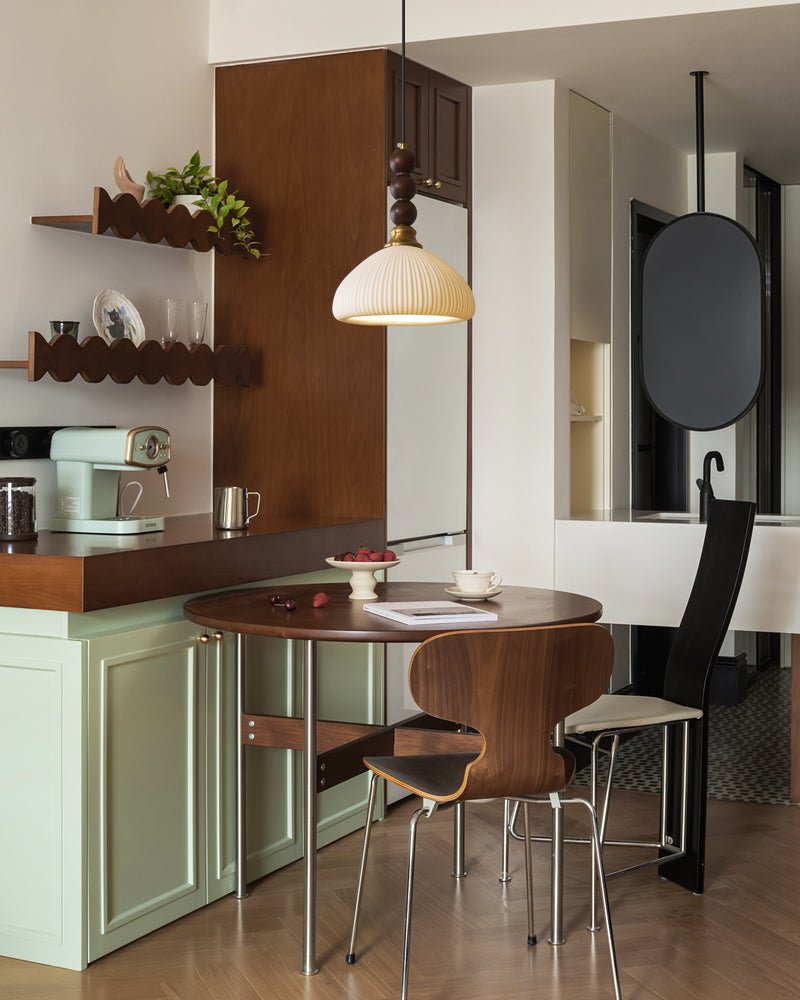 Avshaara lámpara colgante de elegancia tradicional y estilo vintage con pantalla de tejido y estructura de madera