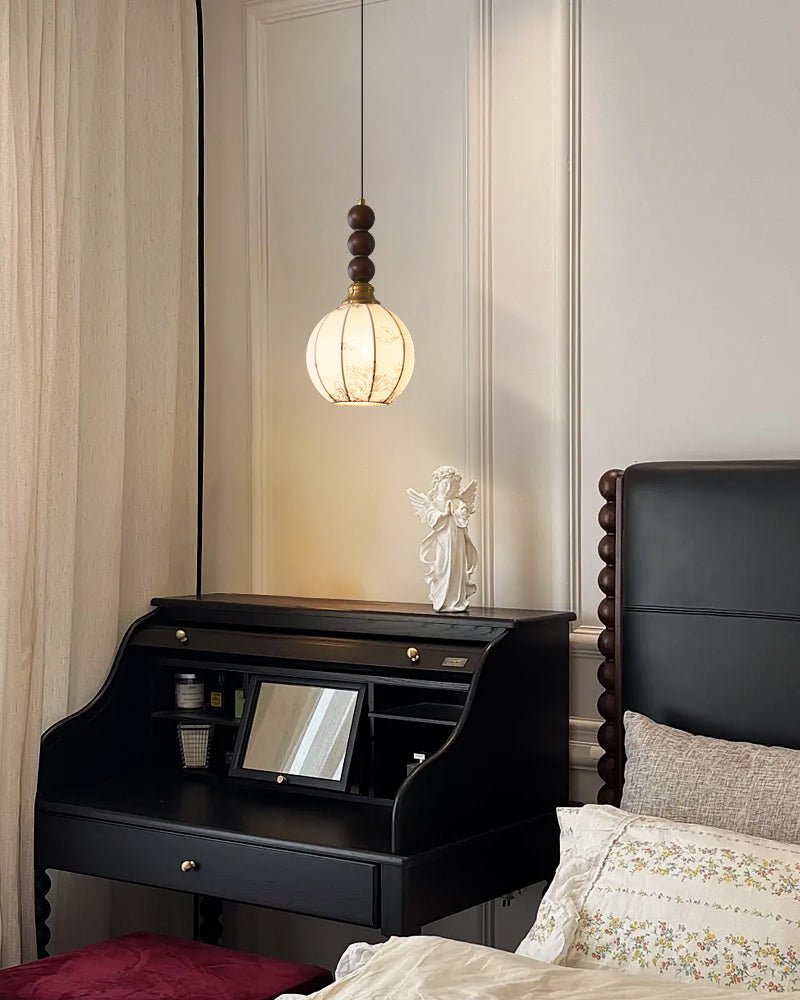 Avshaara lámpara colgante de elegancia tradicional y estilo vintage con pantalla de tejido y estructura de madera