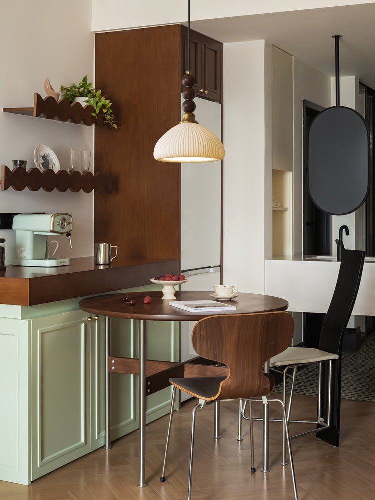 Avshaara lámpara colgante de elegancia tradicional y estilo vintage con pantalla de tejido y estructura de madera