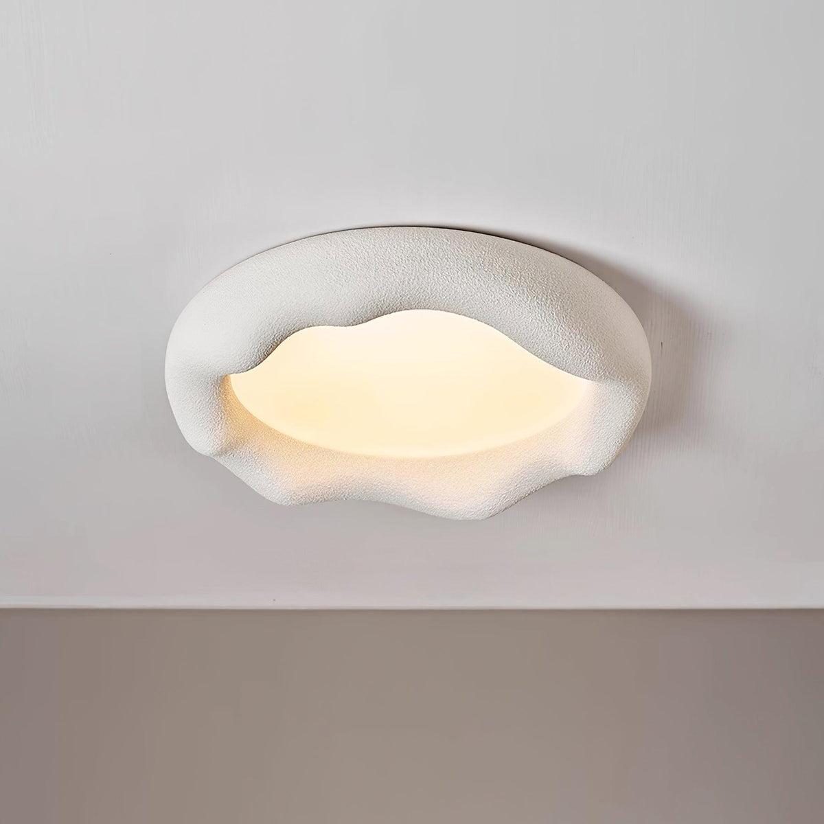 Lámpara de techo orgánica de resina y fibra en beige