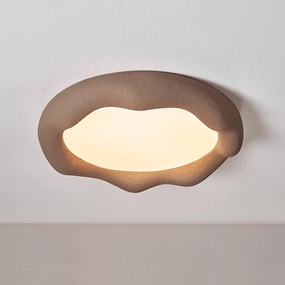 Lámpara de techo orgánica de resina y fibra en beige