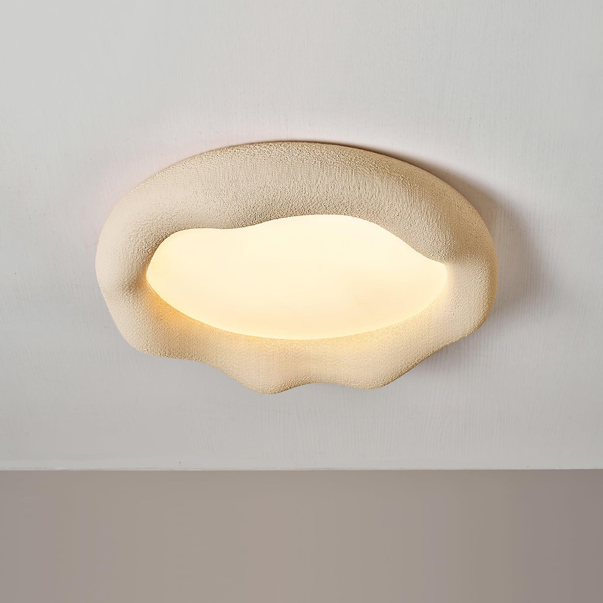 Lámpara de techo orgánica de resina y fibra en beige