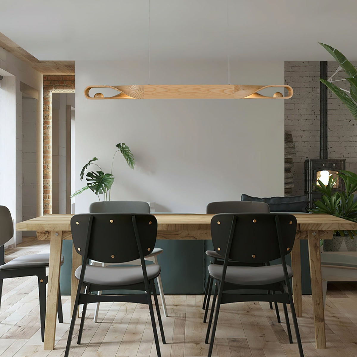 Lemior lámpara colgante de madera curvada minimalista