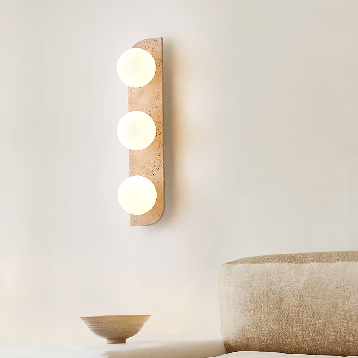 Serearia aplique de pared minimalista de travertino con enchufe enchufable