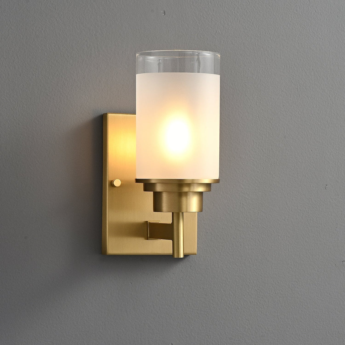 Myvele aplique de pared elegancia Vintage en latón con pantalla de vidrio