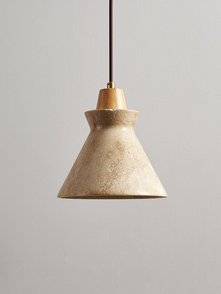 Ember lámpara colgante con forma de cono en travertino