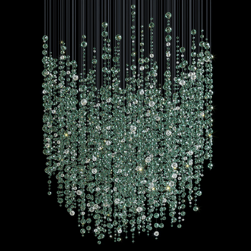 Rainfall lámpara de araña de cristal verde esmeralda transparente personalizable