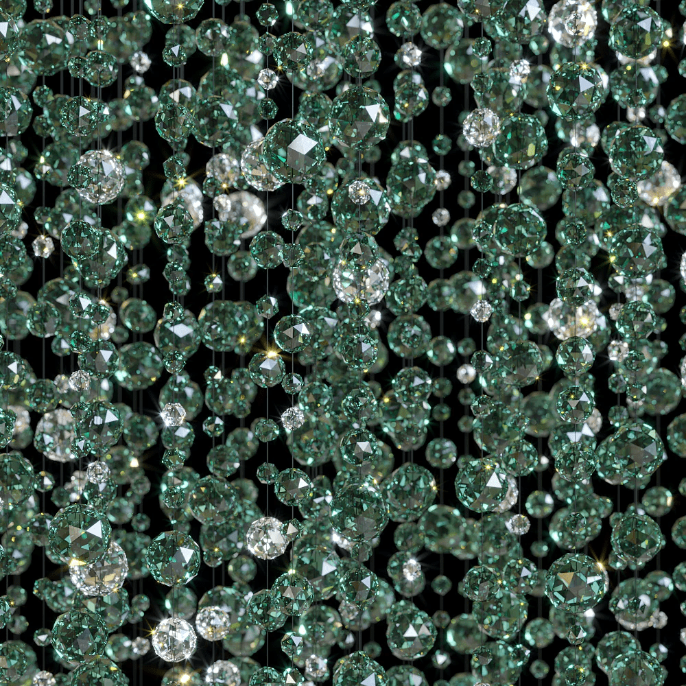 Rainfall lámpara de araña de cristal verde esmeralda transparente personalizable