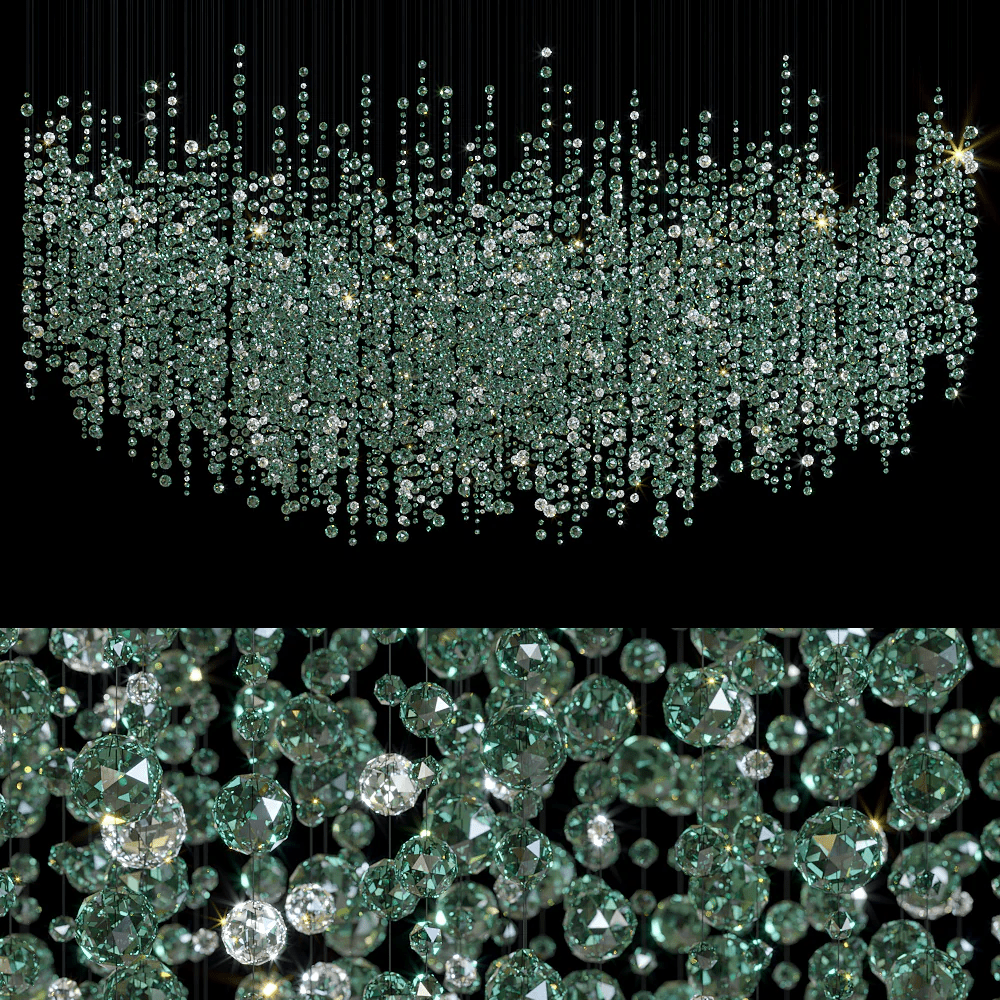 Rainfall lámpara de araña de cristal verde esmeralda transparente personalizable
