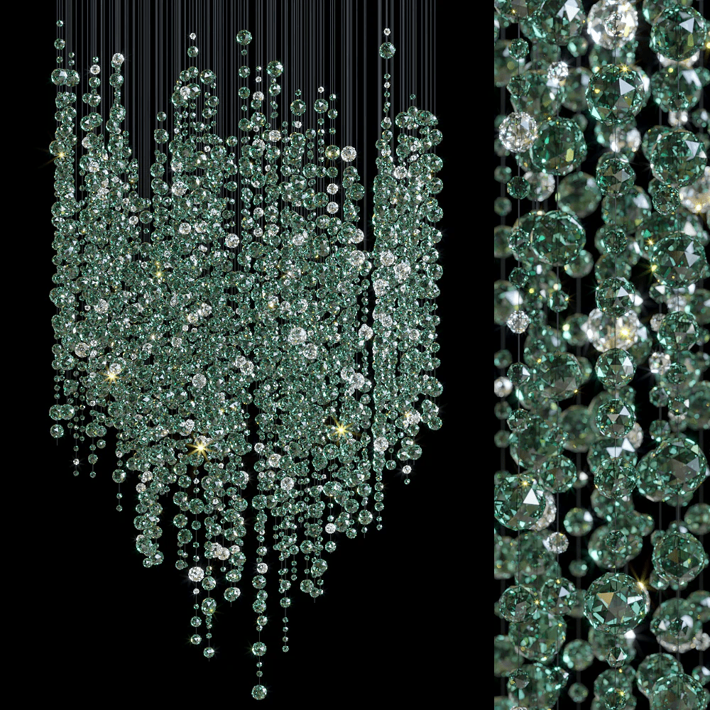 Rainfall lámpara de araña de cristal verde esmeralda transparente personalizable