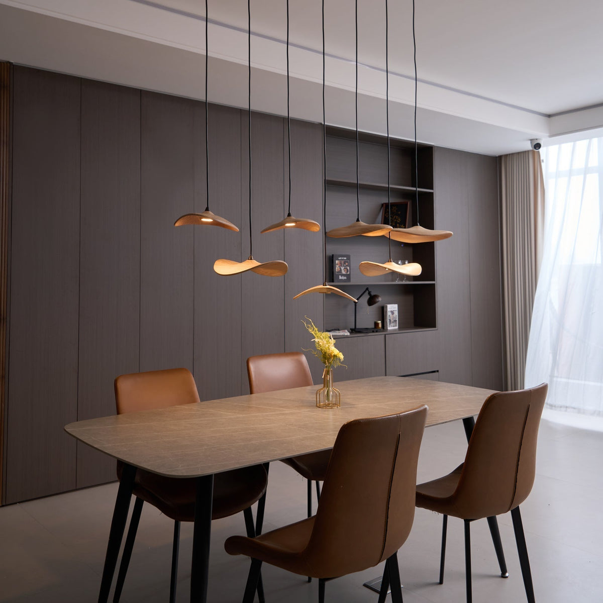 Abbott lámpara de araña moderna minimalista sin hojas, madera