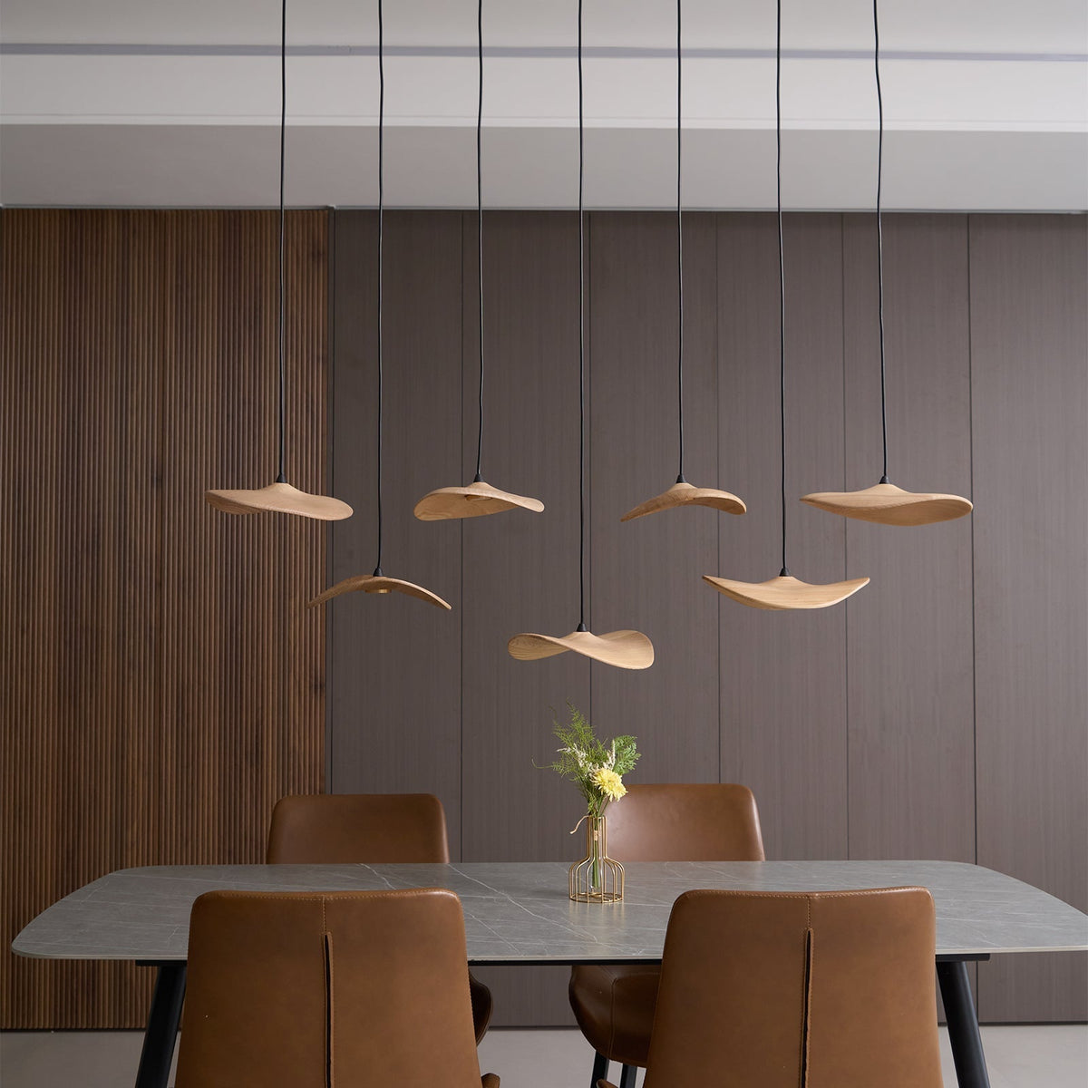 Abbott lámpara de araña moderna minimalista sin hojas, madera