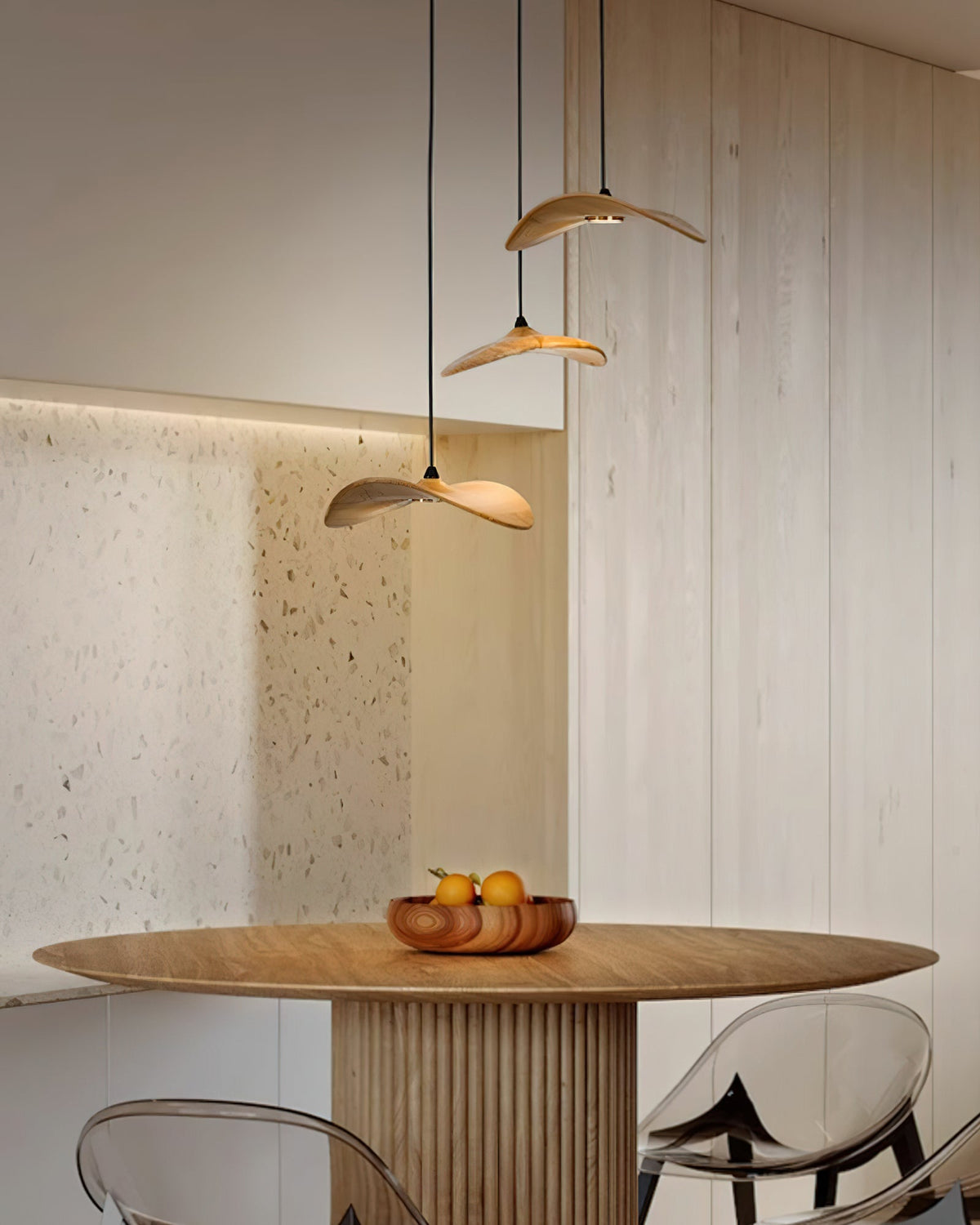 Abbott lámpara de araña moderna minimalista sin hojas, madera