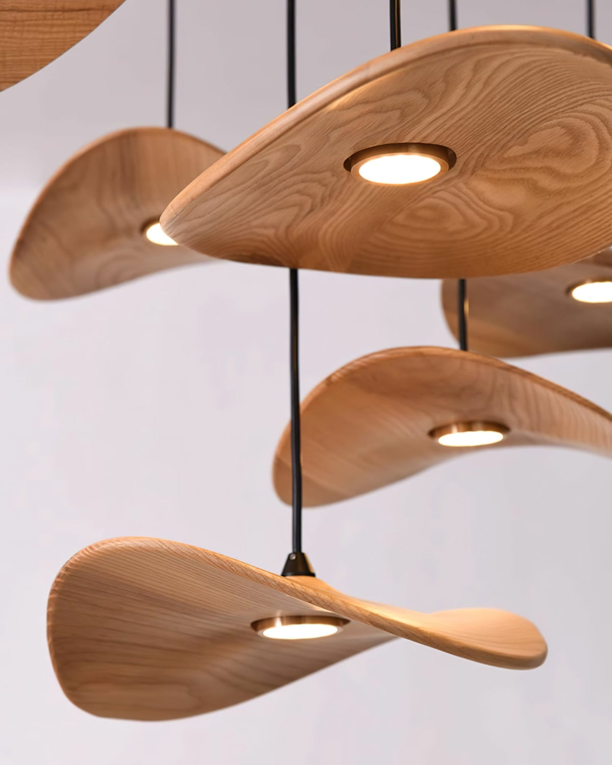 Abbott lámpara de araña moderna minimalista sin hojas, madera