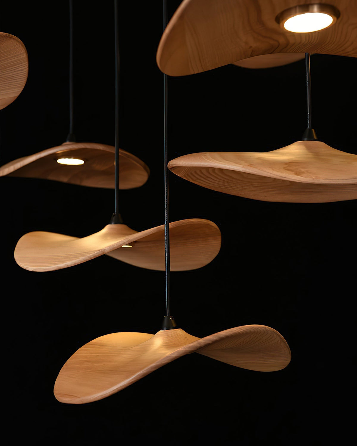 Abbott lámpara de araña moderna minimalista sin hojas, madera