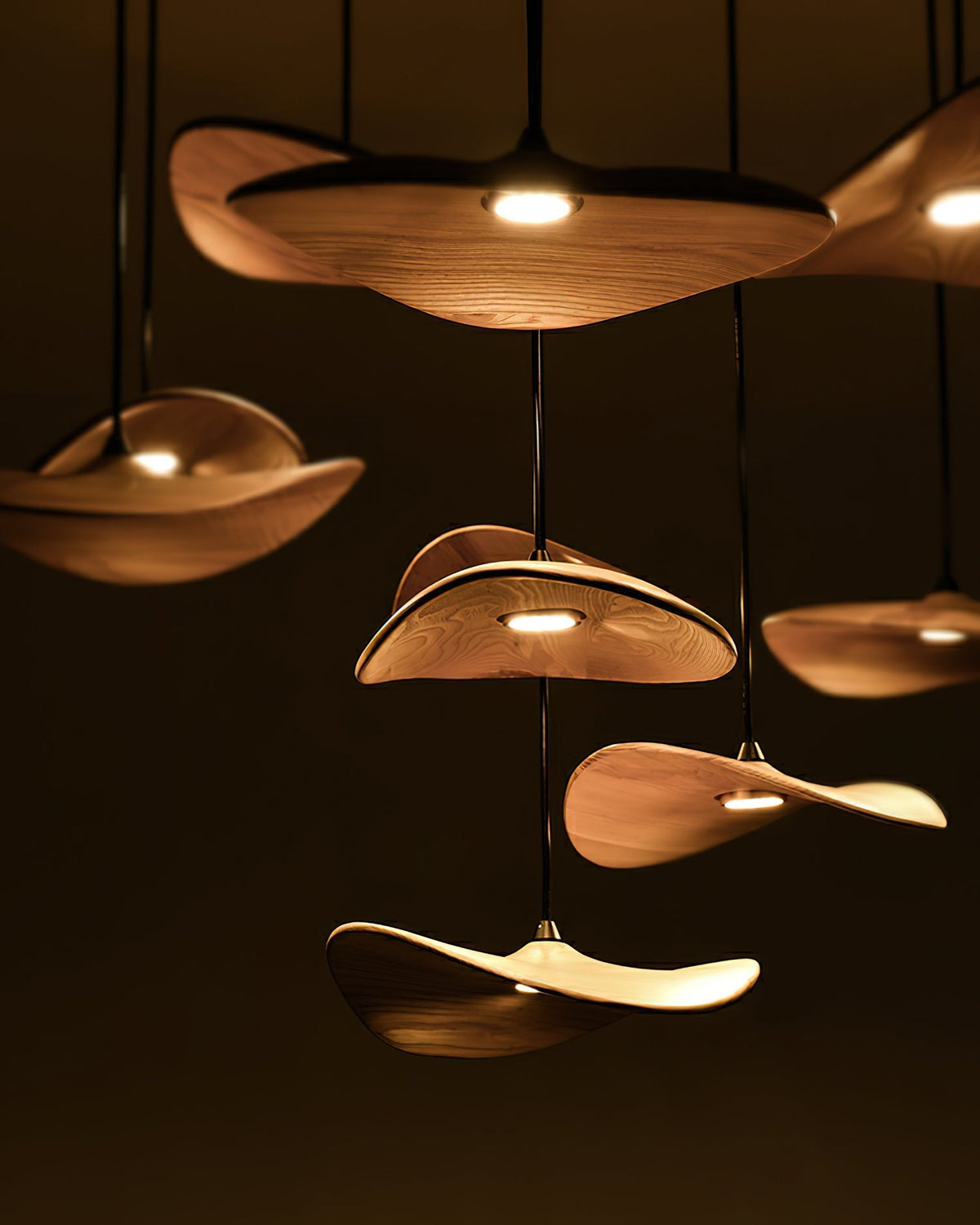 Abbott lámpara de araña moderna minimalista sin hojas, madera
