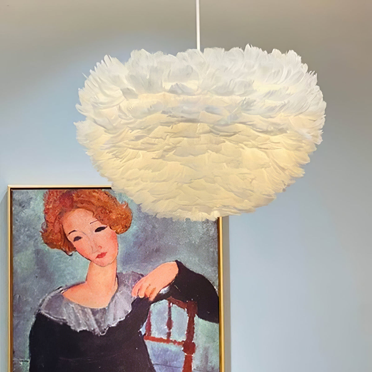 Deveno lámpara colgante plumas de ganso