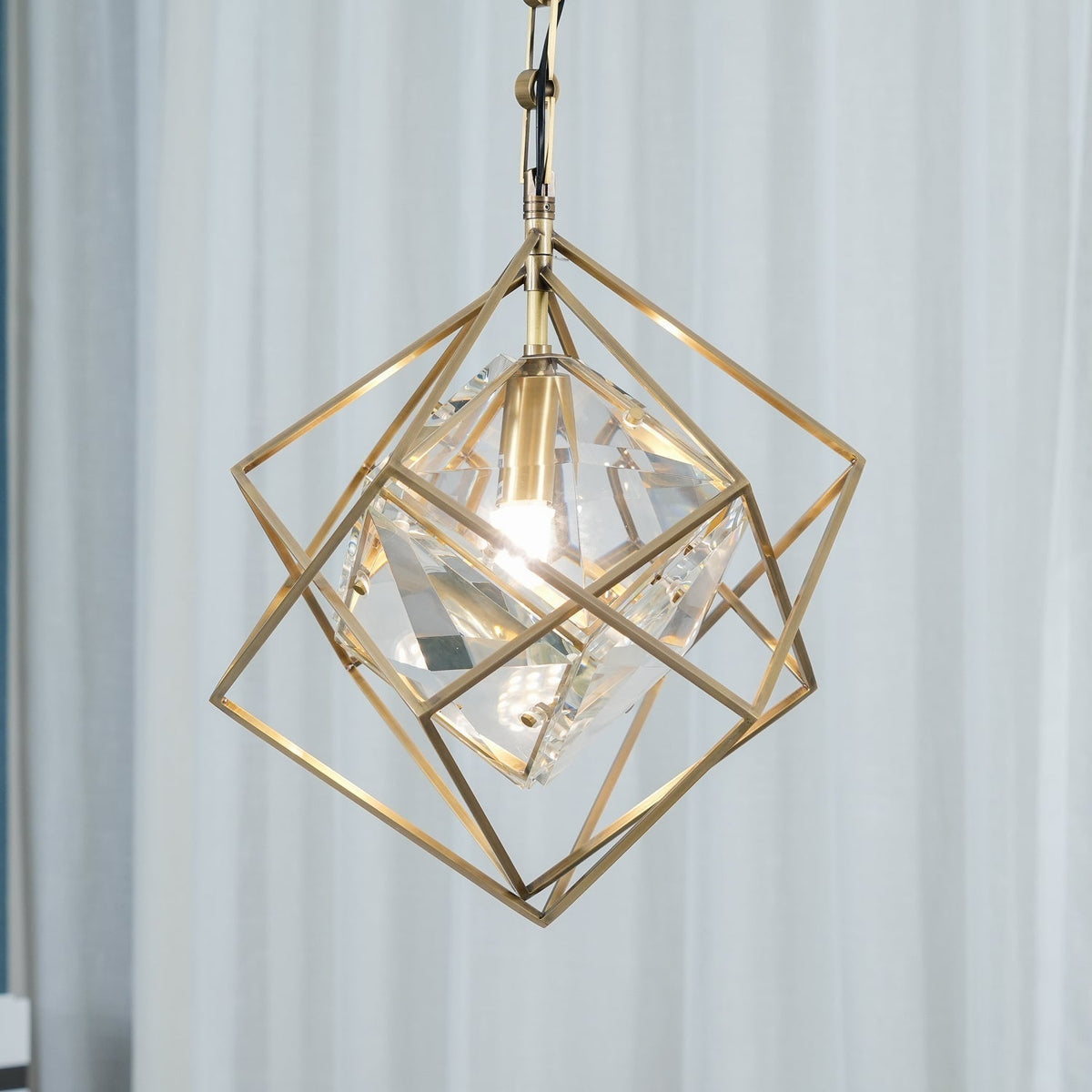 Zovin lámpara colgante de latón y cristal glam
