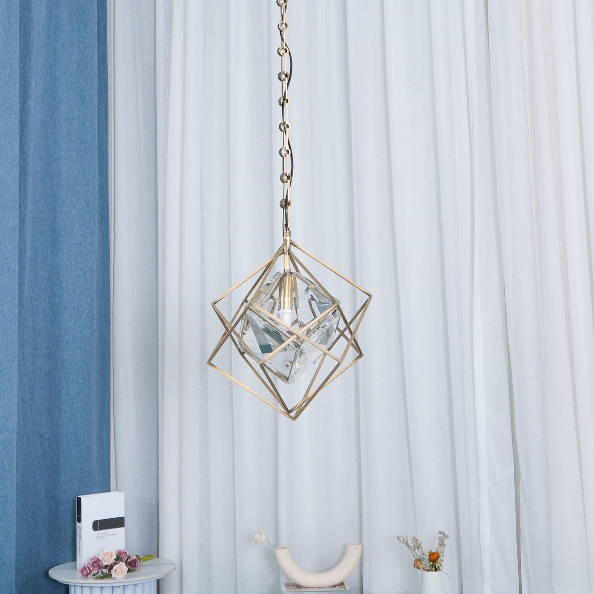 Zovin lámpara colgante de latón y cristal glam