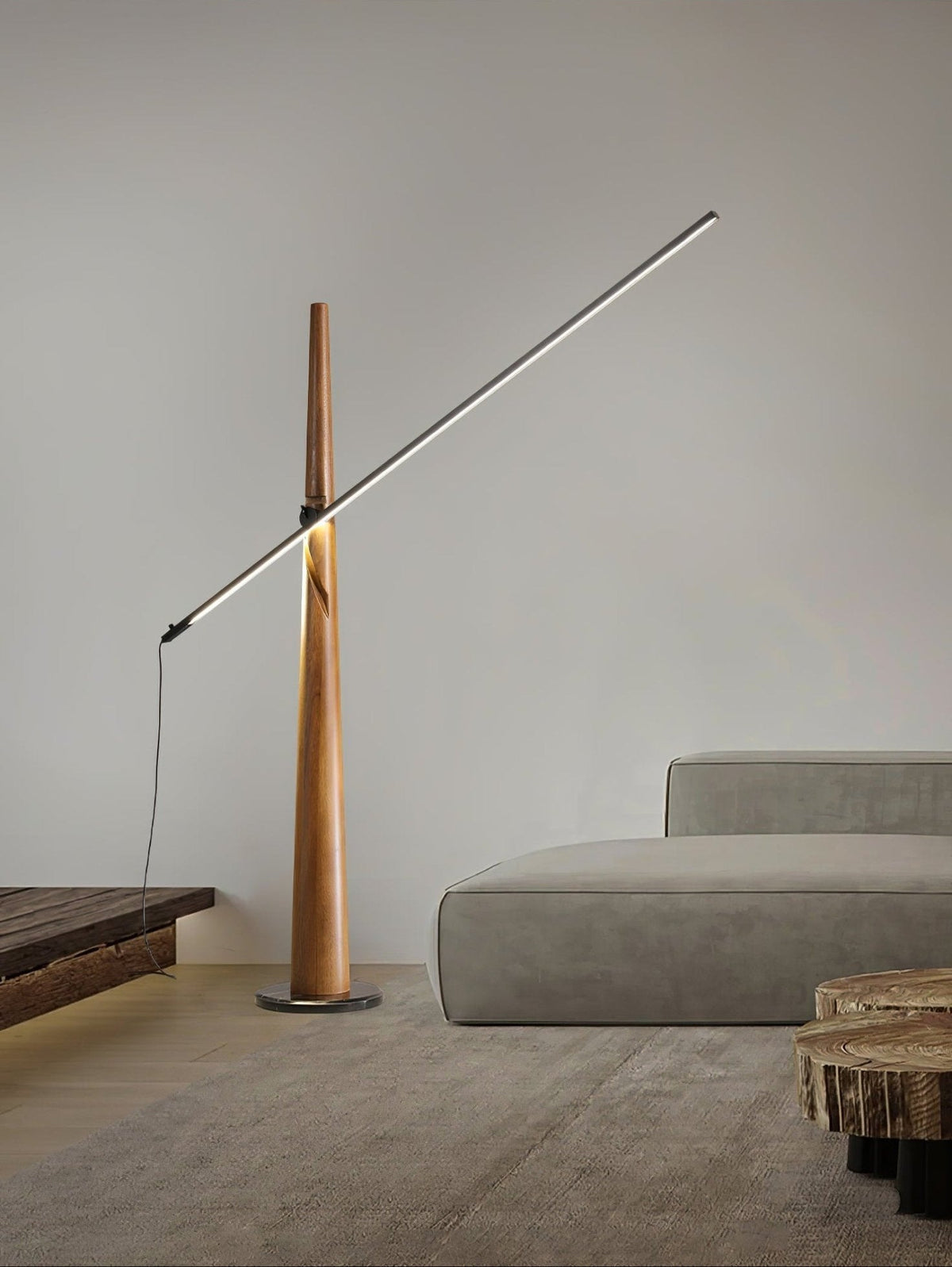 Ovelila lámpara de pie minimalista de madera