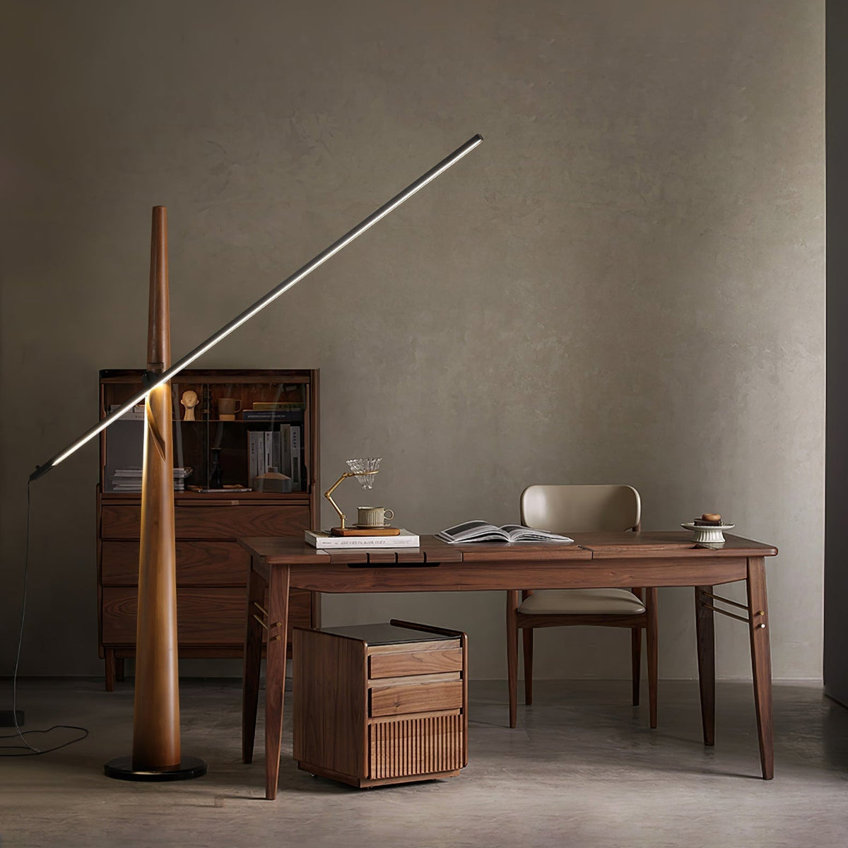 Ovelila lámpara de pie minimalista de madera