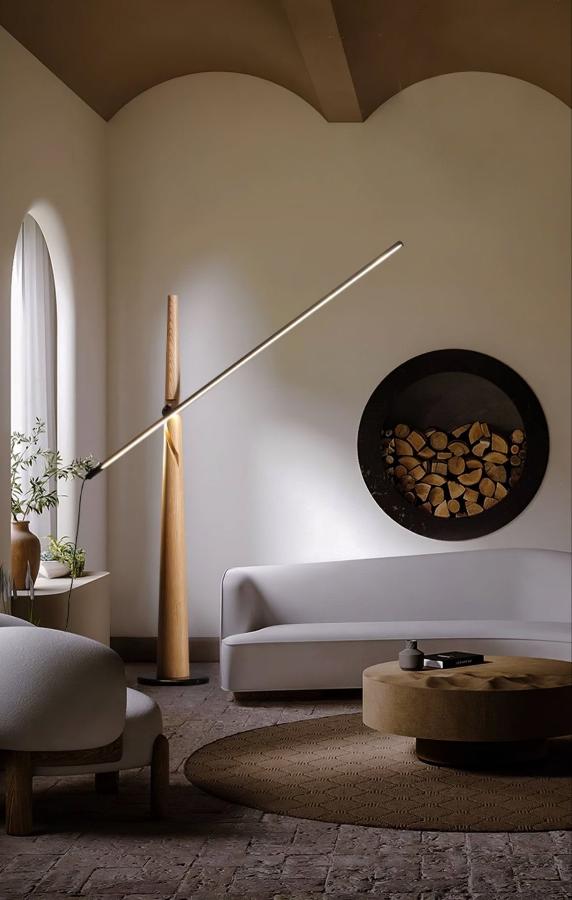 Ovelila lámpara de pie minimalista de madera