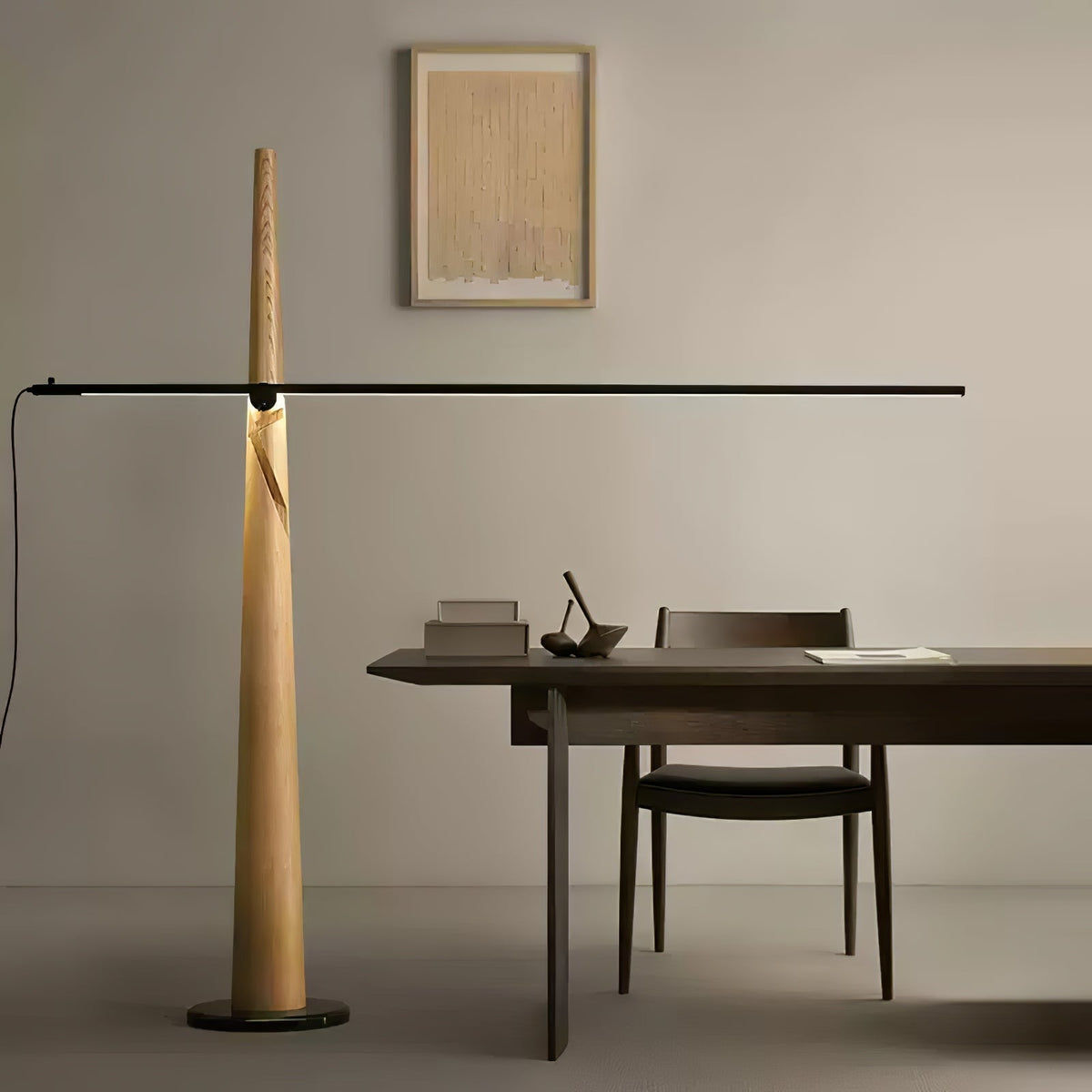 Ovelila lámpara de pie minimalista de madera
