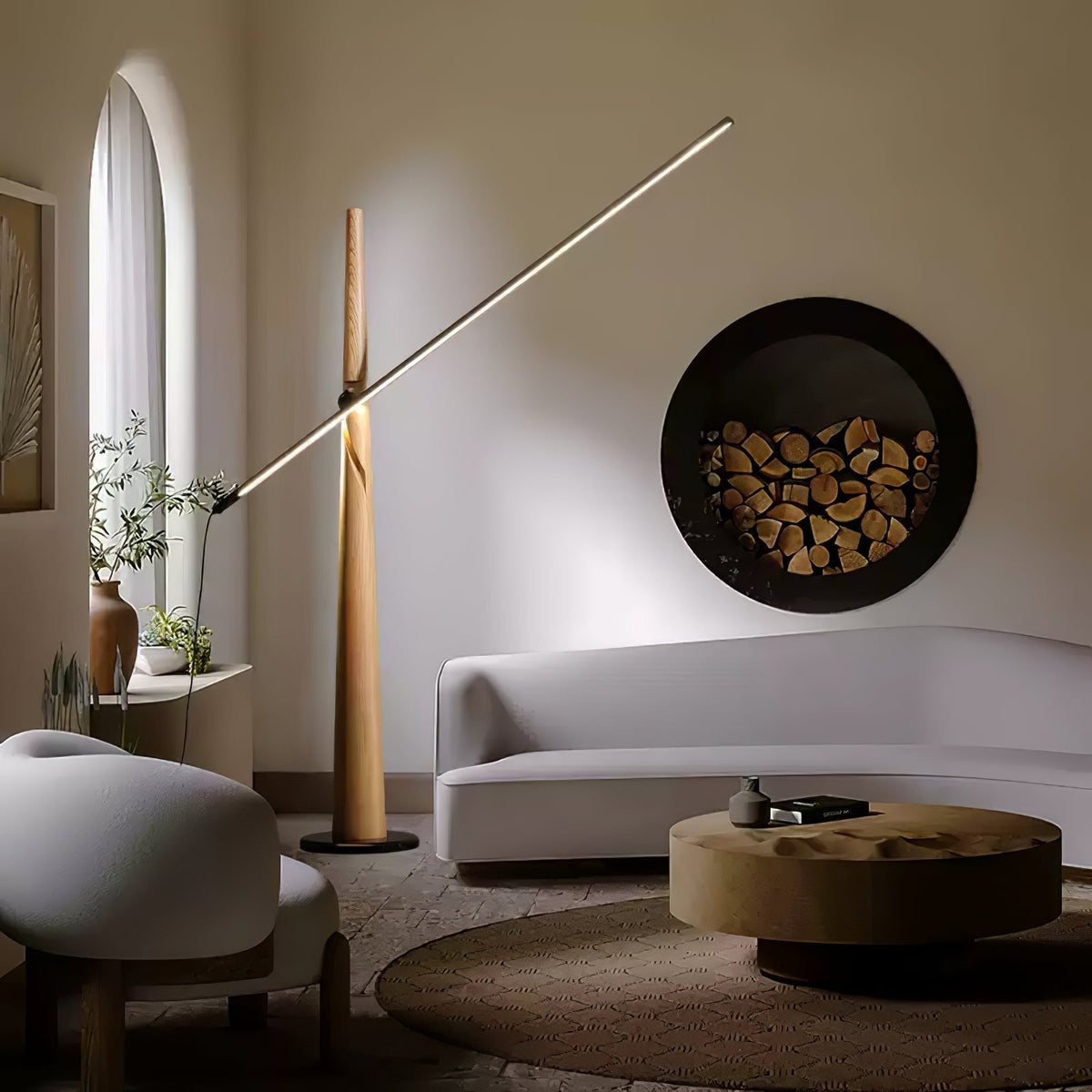Ovelila lámpara de pie minimalista de madera