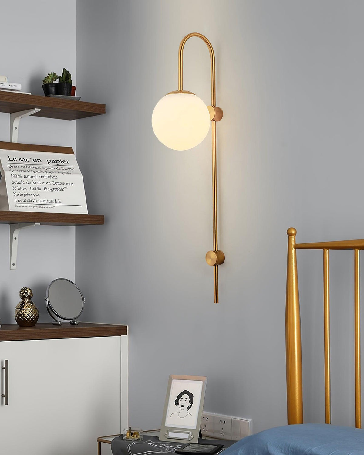 Cavelir aplique de pared Premium nórdico con arte en vidrio
