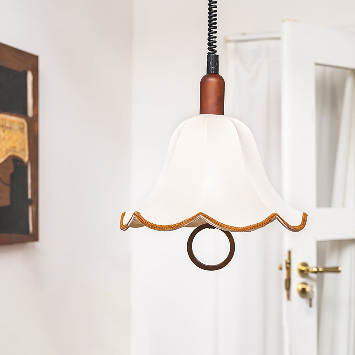 Eurvaryra lámpara colgante clásica con elegancia, de tejido y madera
