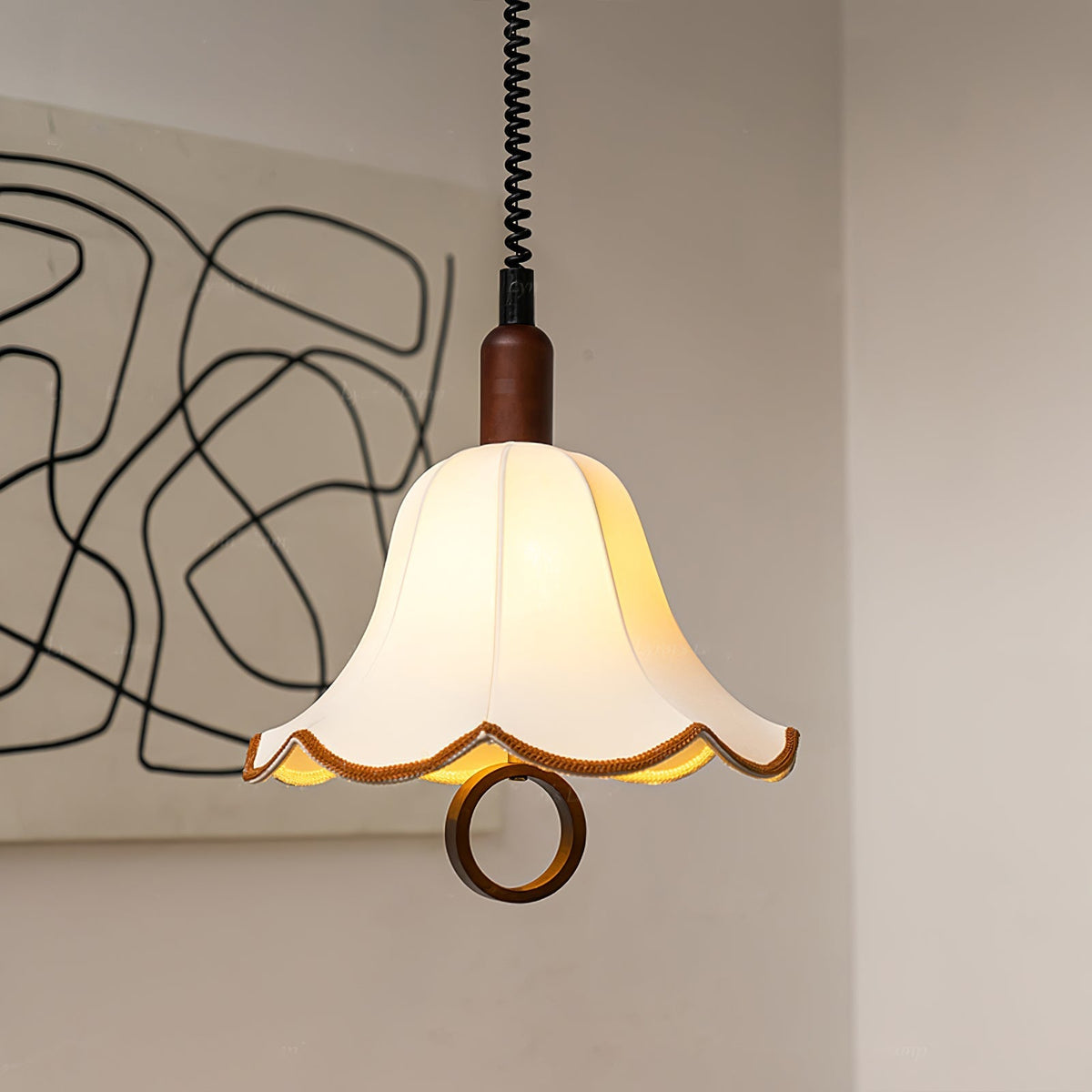 Eurvaryra lámpara colgante clásica con elegancia, de tejido y madera