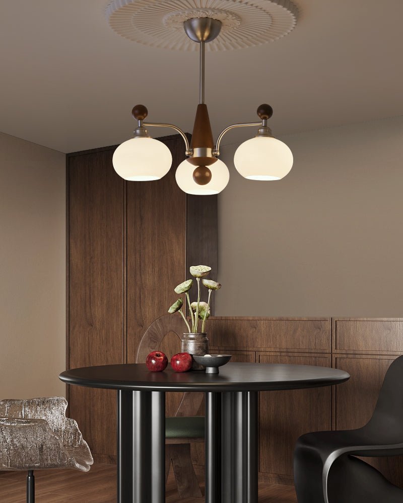 Ivloria lámpara de araña tradicional elegancia orbit madera vidrio