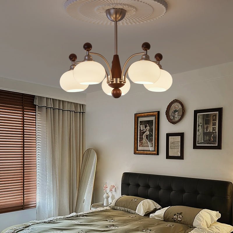 Ivloria lámpara de araña tradicional elegancia orbit madera vidrio